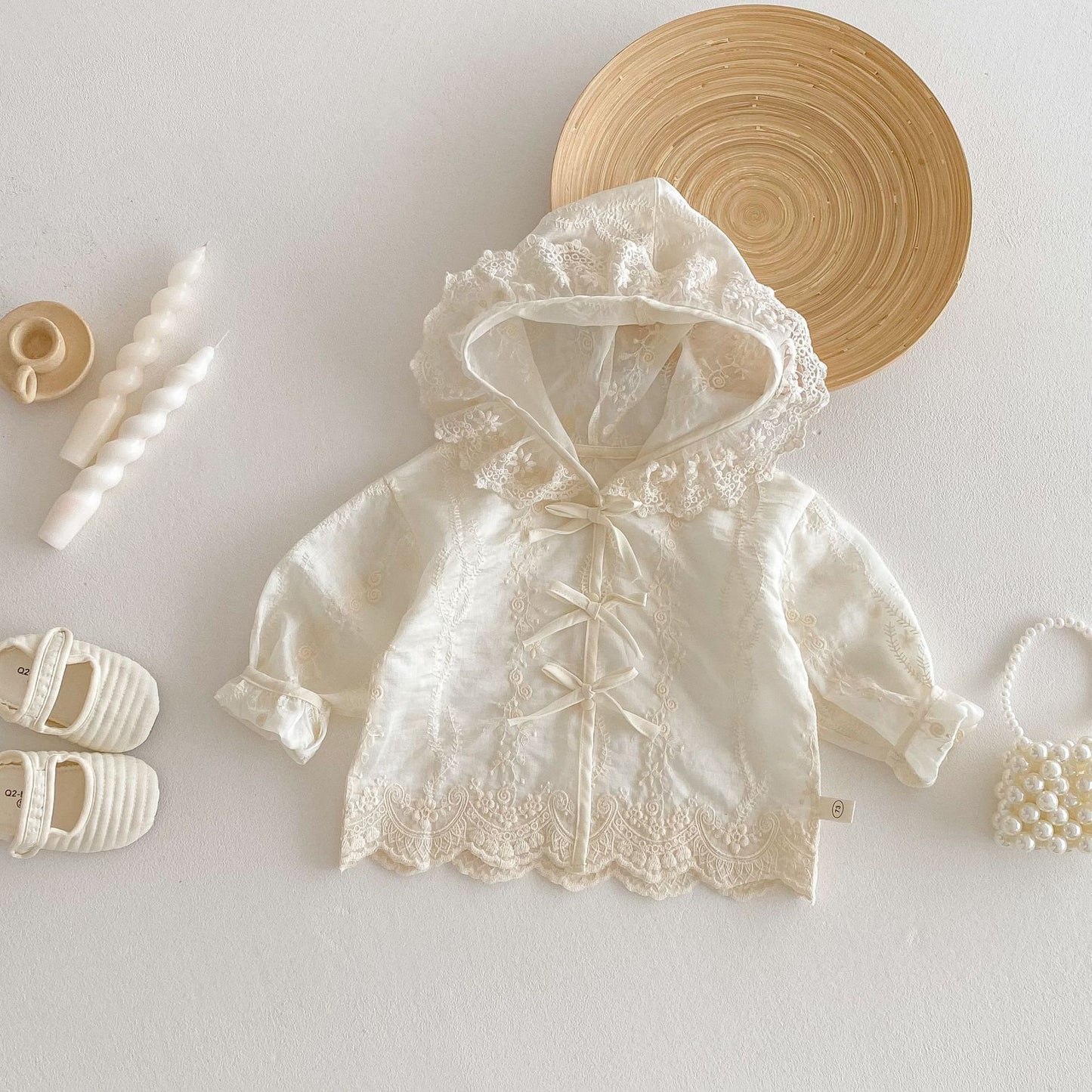【BABY&KID】夏新作 レース帽子付きカーディガンSK062320