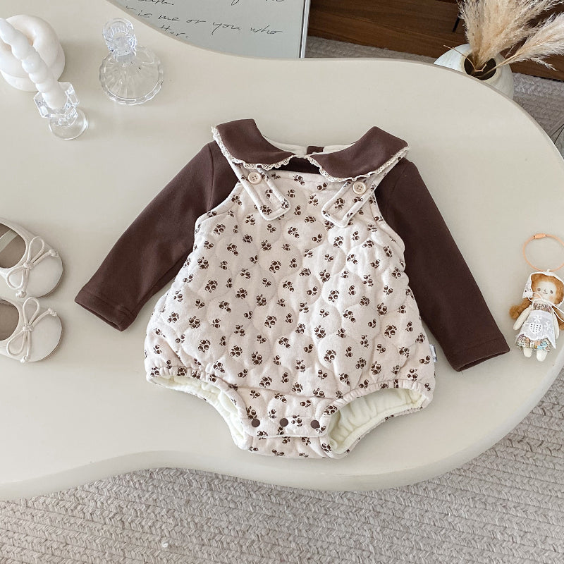 【BABY】冬新作 花柄キャミロンパース&裏起毛トップスSK102106