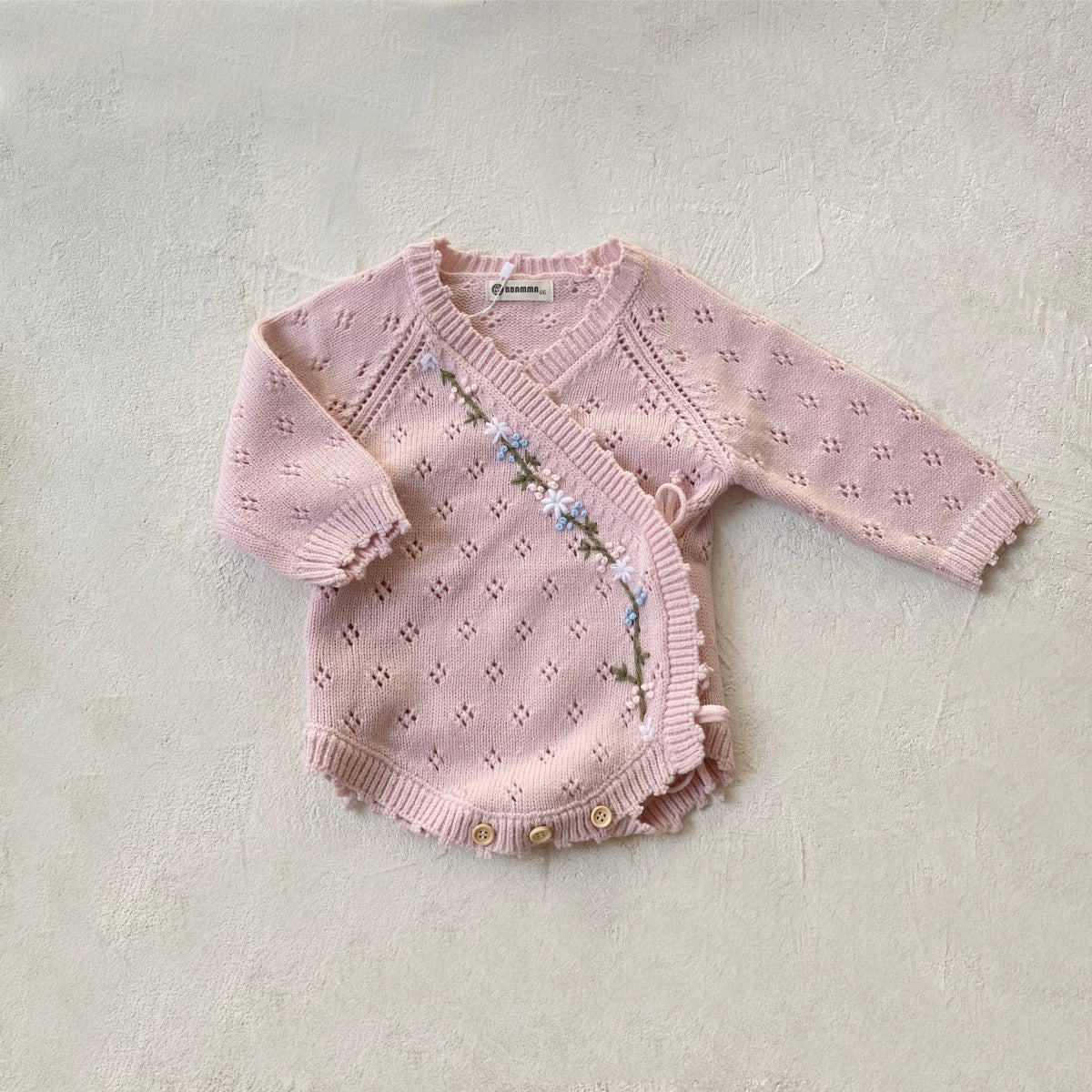 【BABY&KID】フラワー刺繍ニットロンパースSK023021