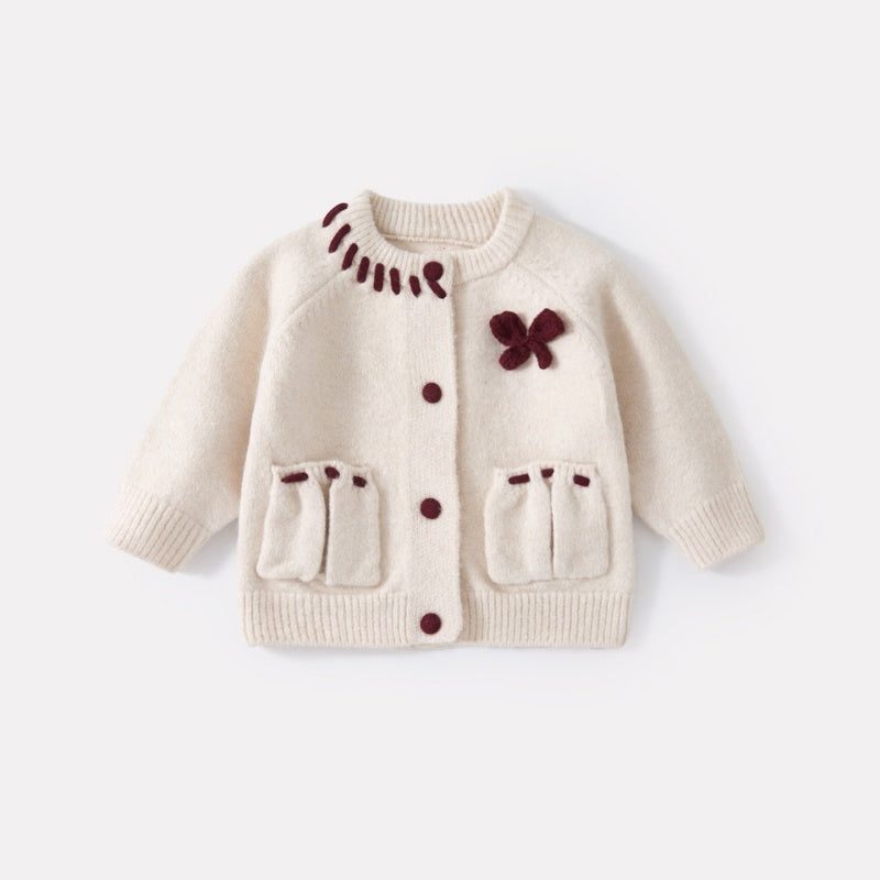 【BABY】ポケット付きニットカーデ、デニムパンツSK102226