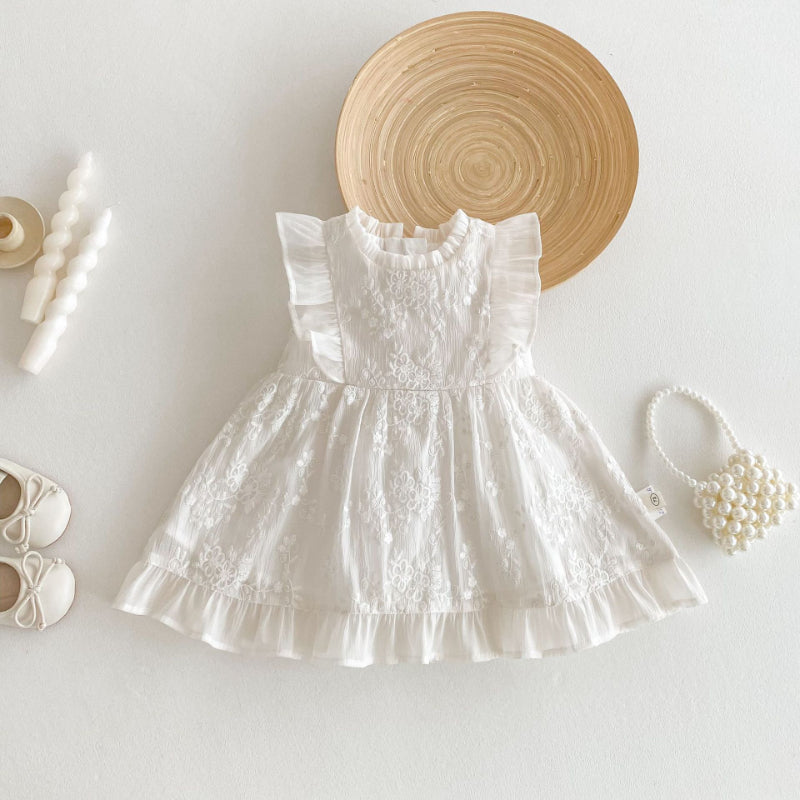【BABY&KID】夏新作 無地レース刺繍ワンピースSK070510