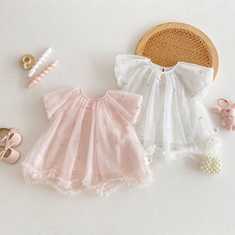 【BABY&KID】夏新作 メッシュ刺繍ワンピースSK070512