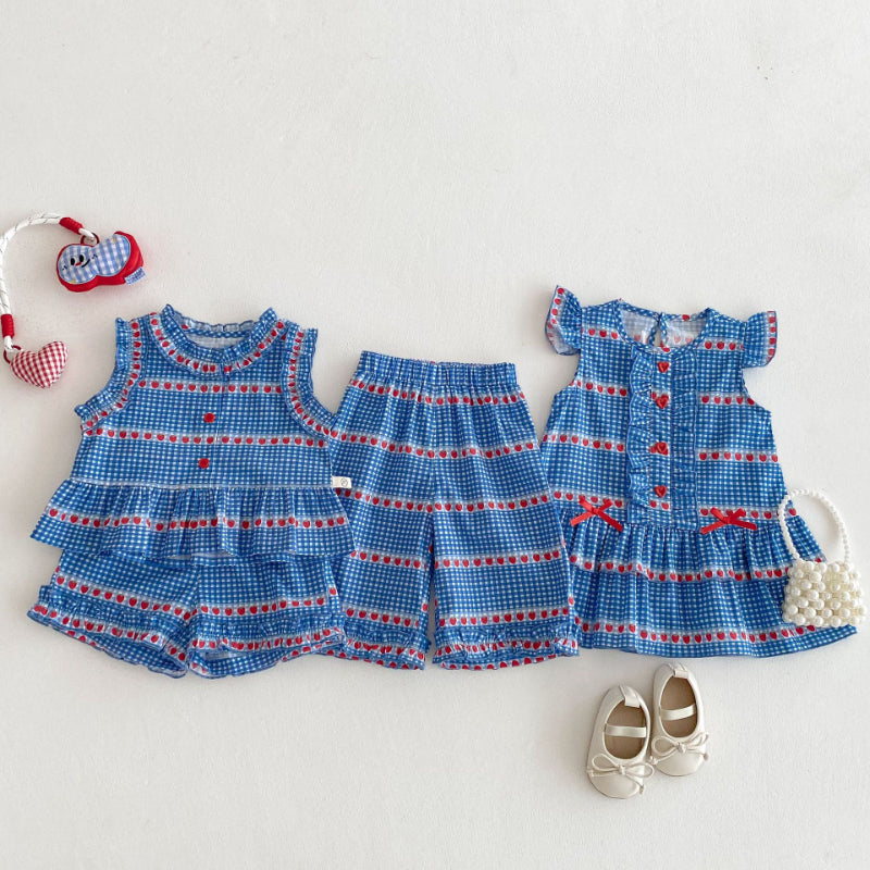 【BABY&KID】夏新作 おしゃれな桜柄シャツ、ワンピース、ショートパンツ、ズボンSK070513