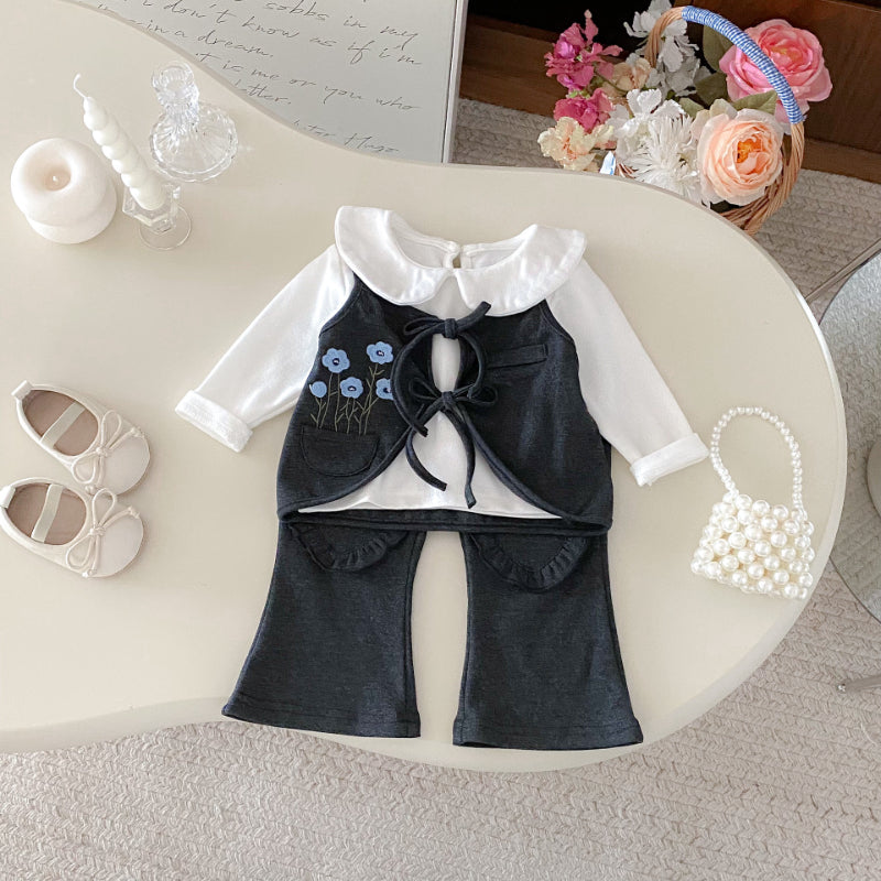 【BABY&KID】レトロベスト&フレアパンツセット、長袖TシャツSK092440