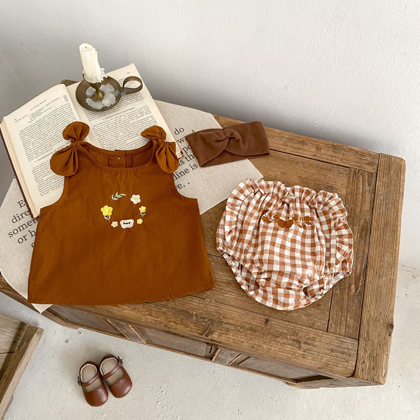 【BABY】夏新作 リボン刺繍ベスト&ショートパンツセットアップSK071608