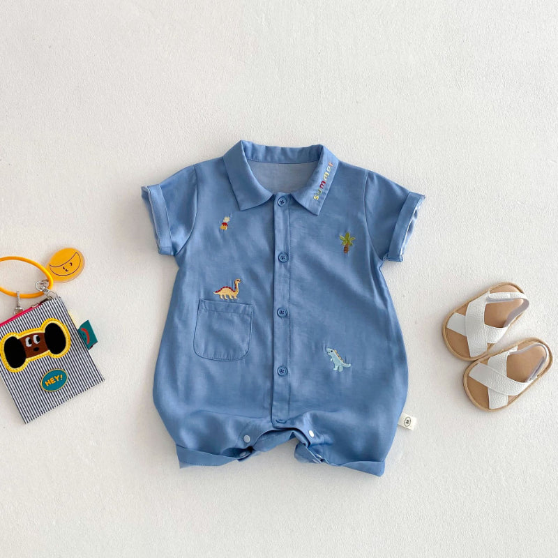 【BABY】夏新作 韓国風恐竜刺繍ロンパースSK070105