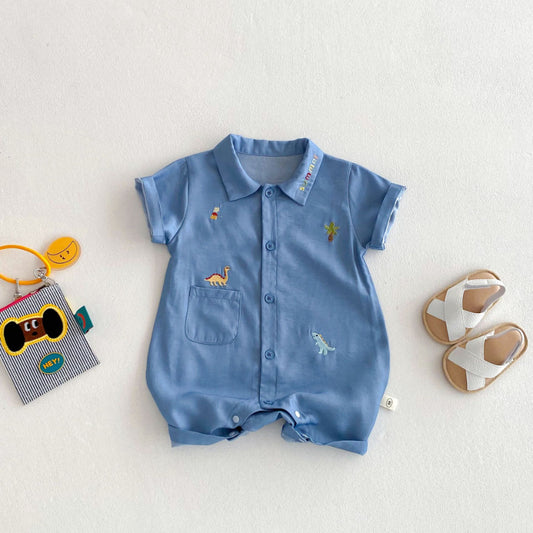 【BABY】夏新作 韓国風恐竜刺繍ロンパースSK070105