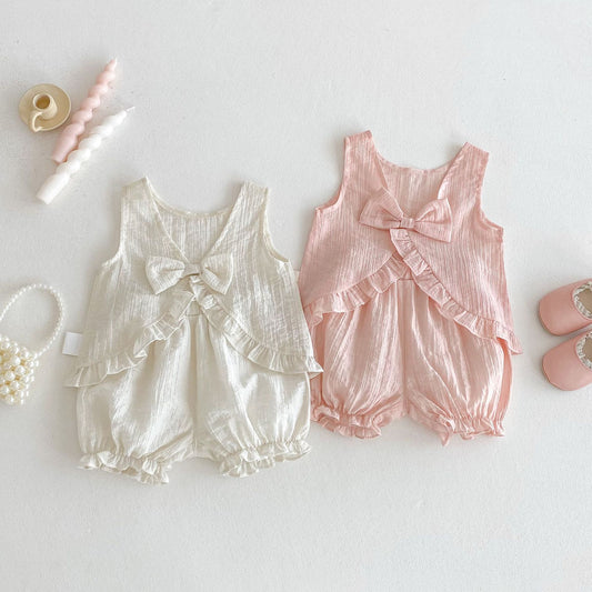 【BABY&KID】夏新作 パステルカラー蝶結び付きセットアップSKO71215