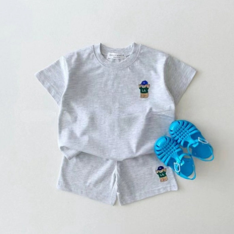 【BABY&KID】夏新作 ベア刺繍セットアップSK091203
