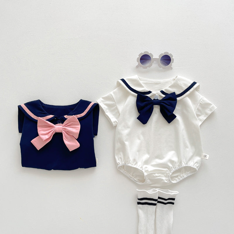 【BABY】夏新作 蝶結び付きポロシャツロンパースSK091321