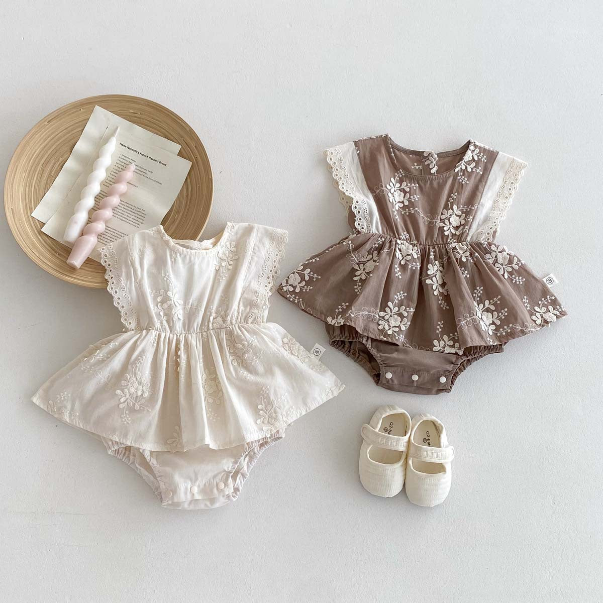 【BABY】夏新作 フリル花刺繡ロンパースSK081303