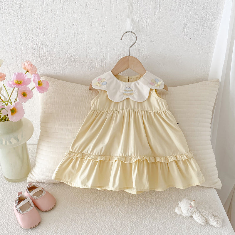 【BABY】夏新作 バルーン刺繍襟ワンピースSK082608