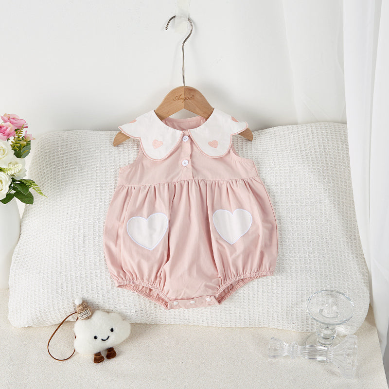 【BABY】夏新作 ハート刺繍ロンパースSK081716