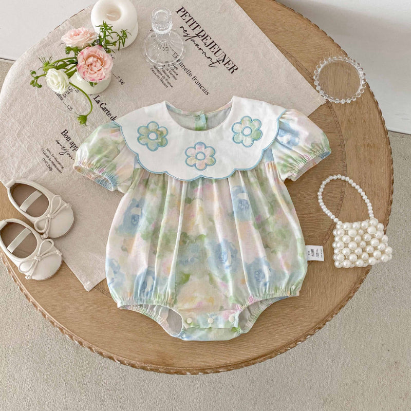 【BABY】夏新作 カラフルフラワーロンパースSK091909