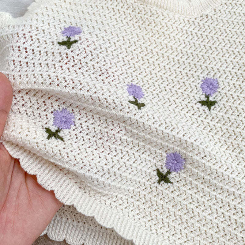 【BABY】夏新作 刺繍、無地ニットベスト、スカートSK071922