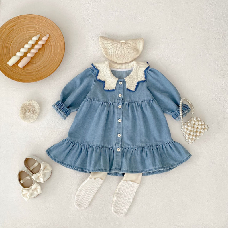 【BABY&KID】ニット襟デニムワンピースSK011001