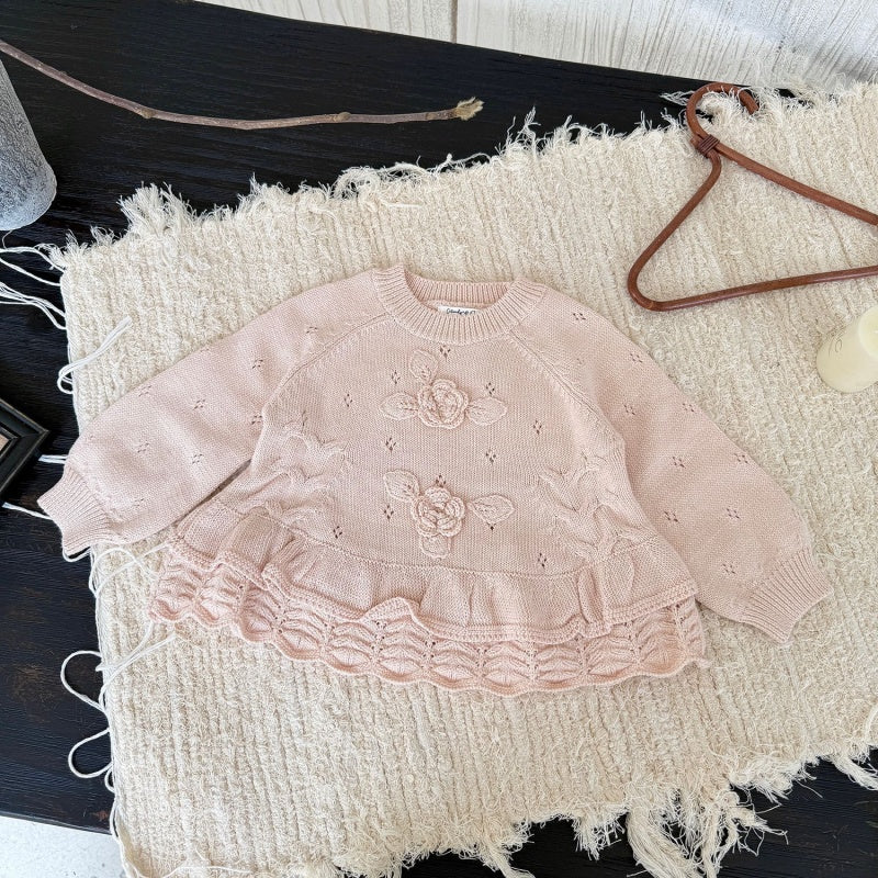 【BABY&KID-予約限定】手編みフラワーニットセーターSK102234
