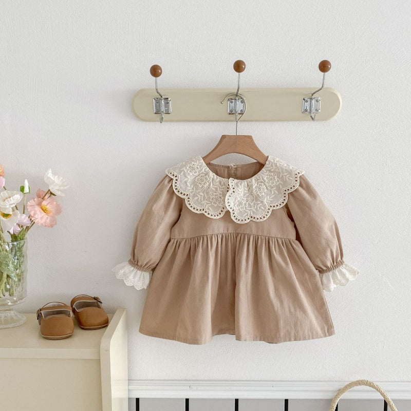 【BABY&KID】花刺繡襟ナチュラルワンピースSK050803