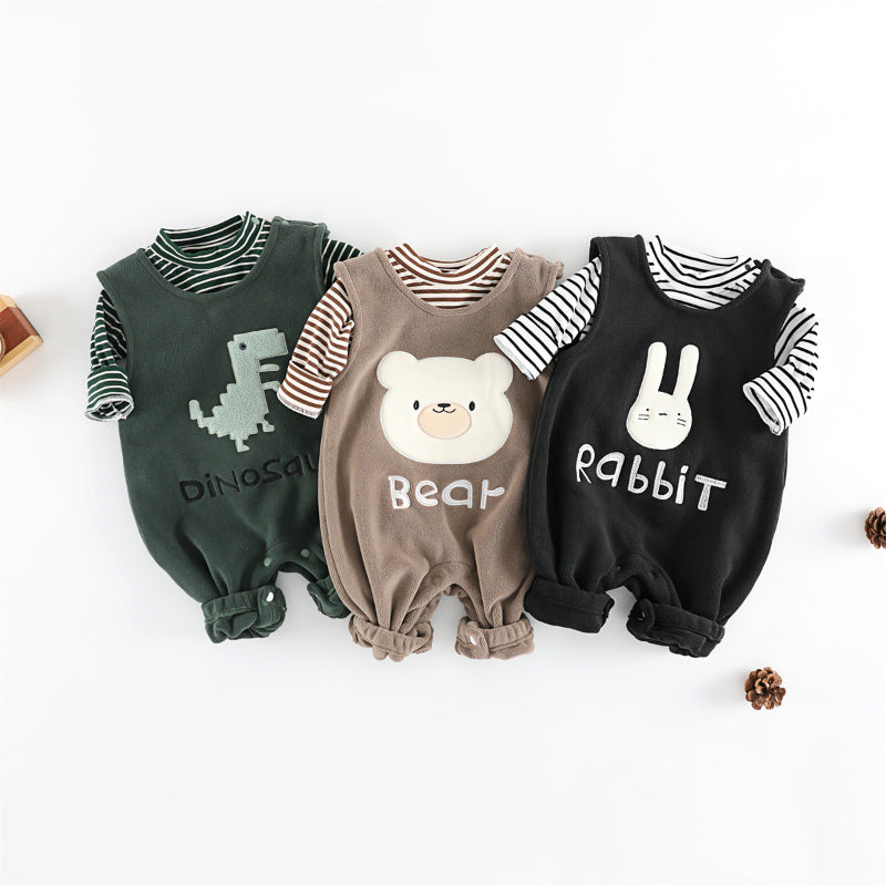 【BABY】冬新作 裏起毛サロペットパンツ&ボーダーインナーSK102414