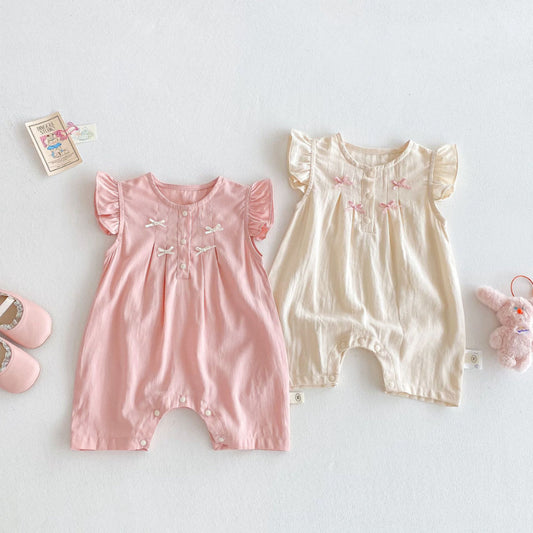 【BABY】夏新作 蝶結びフライングスリーブジャンプスーツSK070124