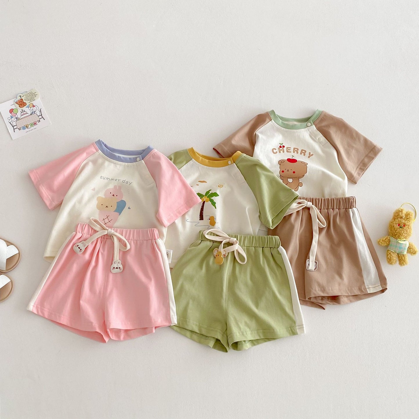 【BABY&KID】夏新作 カラーバリカートゥーンセットアップSK061807