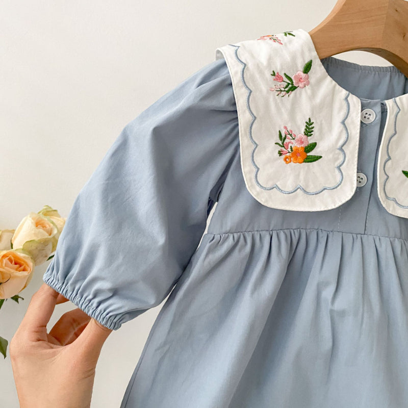 【BABY】刺繍襟ロンパーススカートSK092817