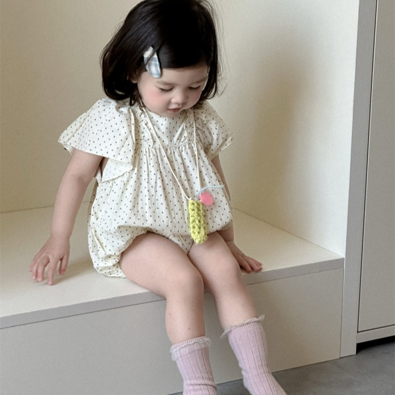 【BABY】夏新作 フラワー、ドット柄ロンパースSK082305