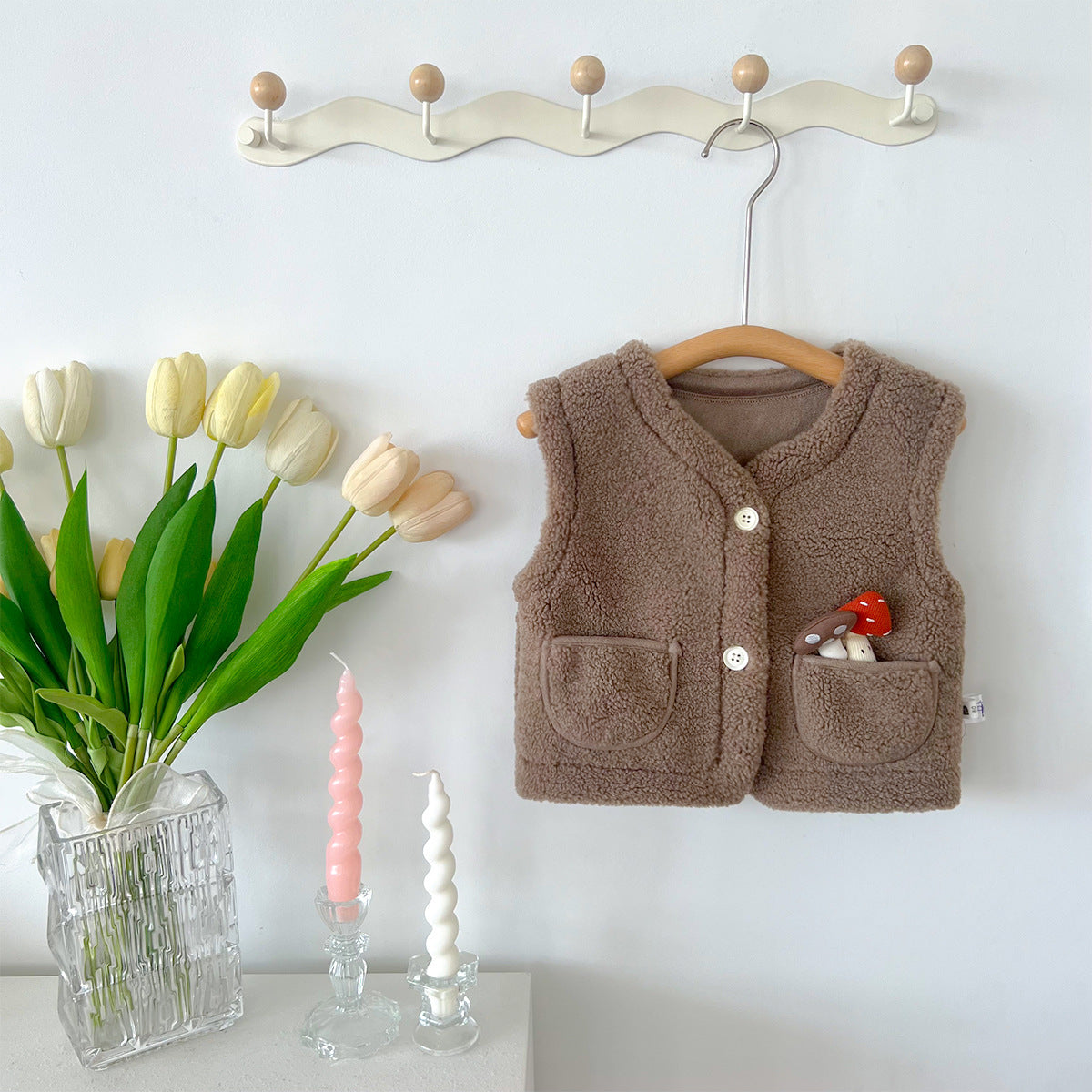 【BABY&KID】冬新作ベルベットアウターベストワイドレッグパンツスーツSK11310