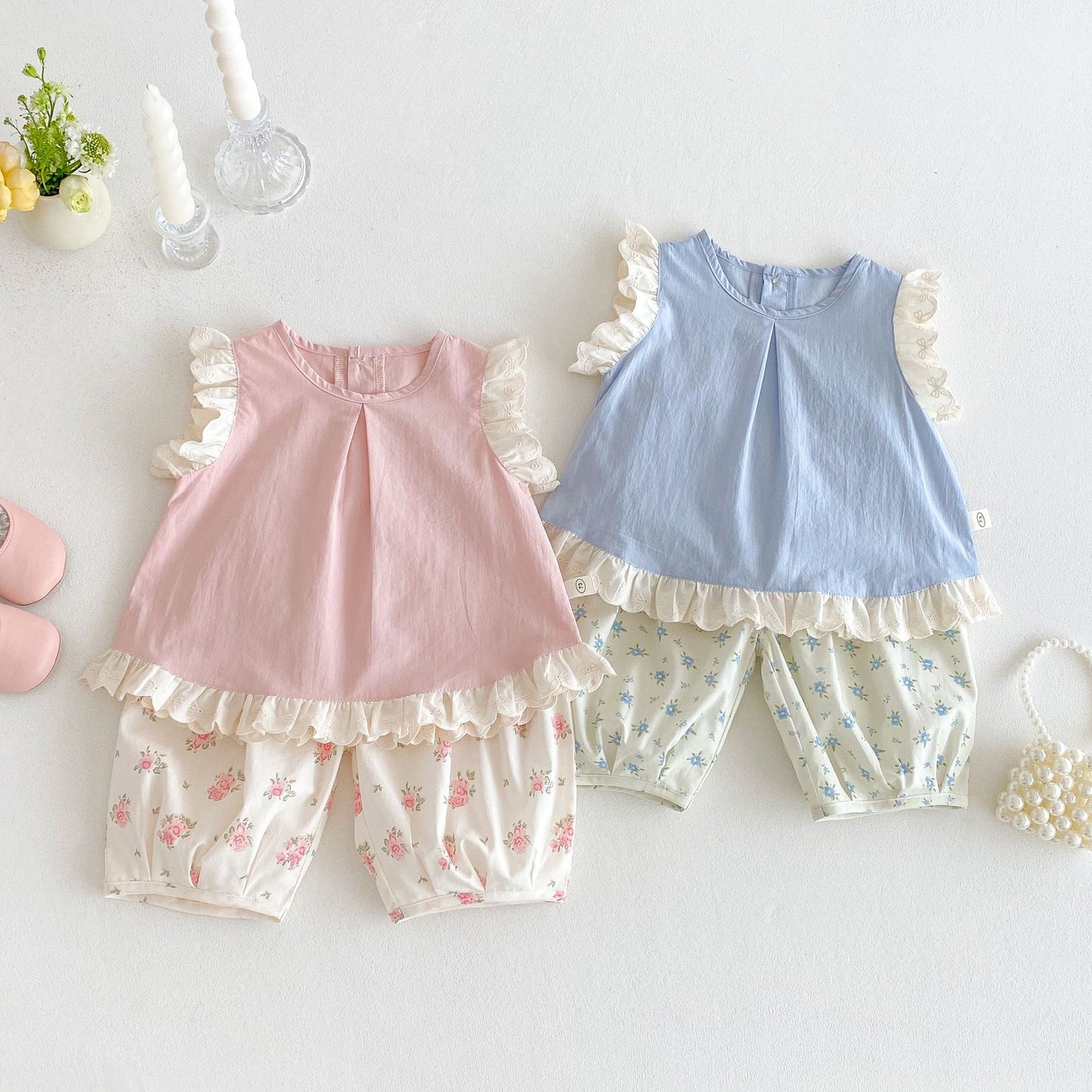 【BABY&KID】夏新作 可愛いフラワーシャツ、パンツSKO71213