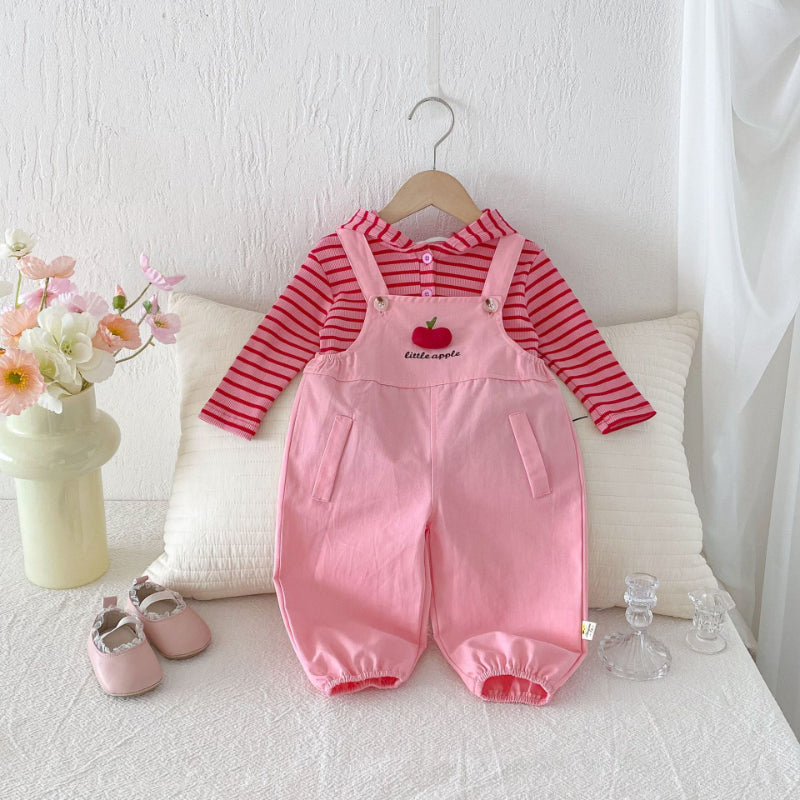 【BABY&KID】ボーダーフーディ、りんごサロペットSK100840