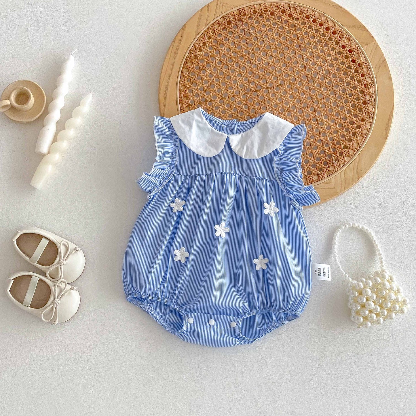 【BABY】夏新作花柄ブルーロンパースSK062330