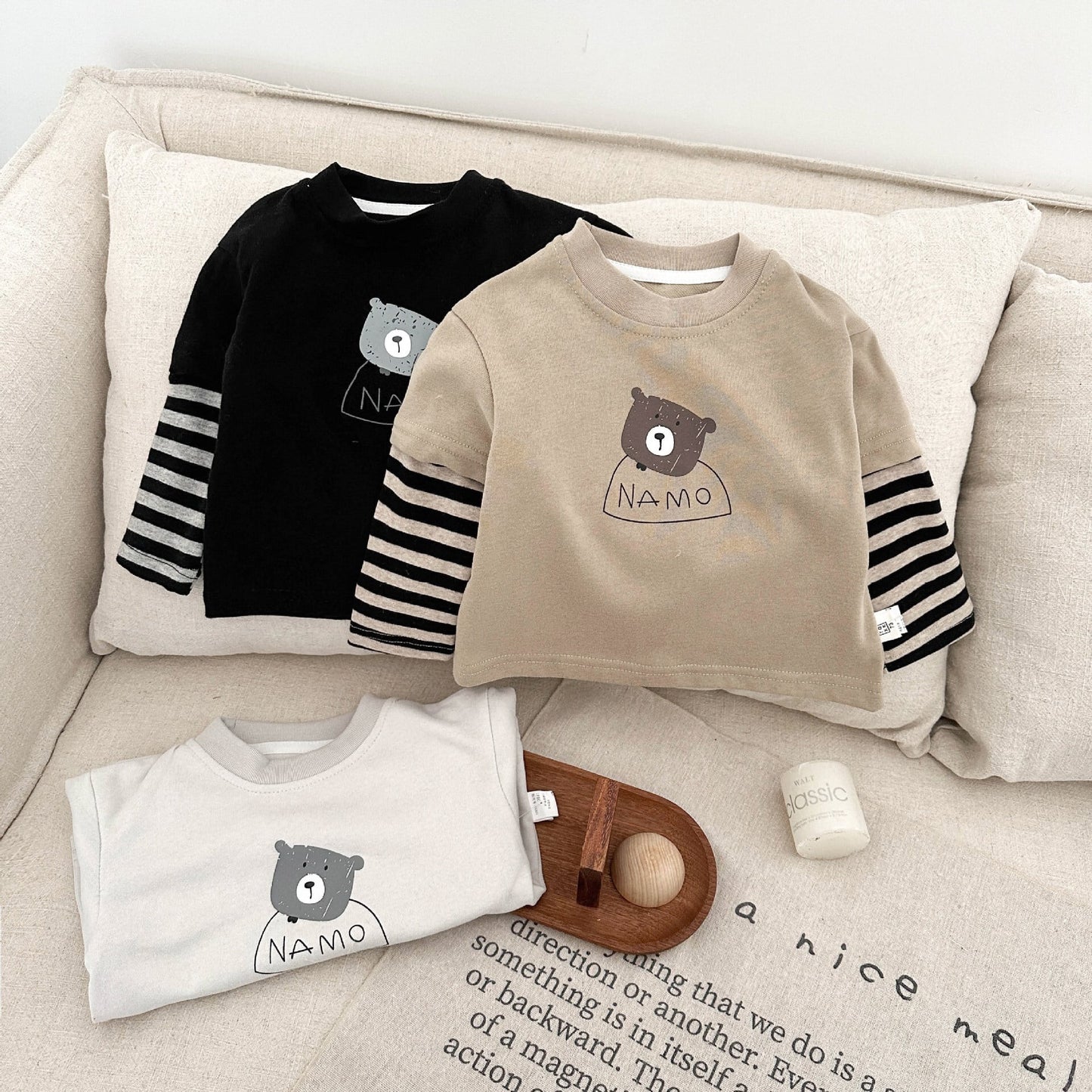 【BABY&KID】レイヤードクマボーダートップスSK051407