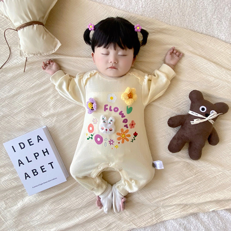 【BABY】花柄うさぎカバーオールSK100505