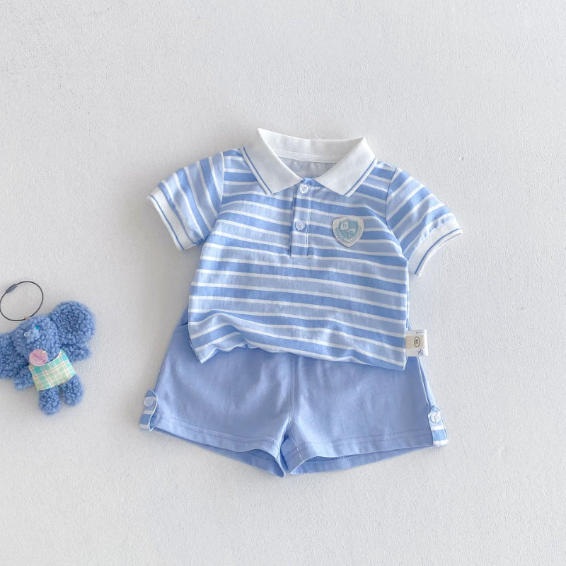 【BABY&KID】夏新作 学院風ストライプセットSK070203