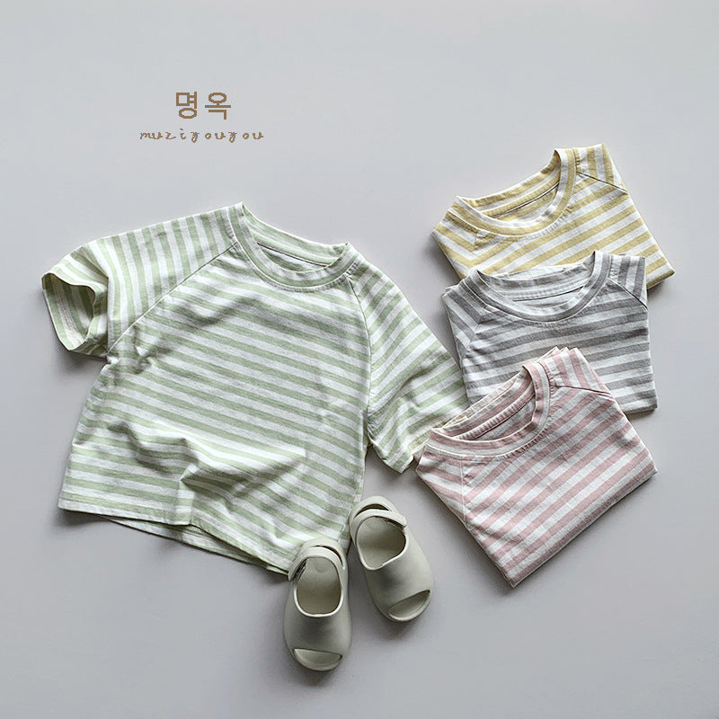 【BABY&KID】夏新作 マカロンカラーボーダーTシャツSK080810