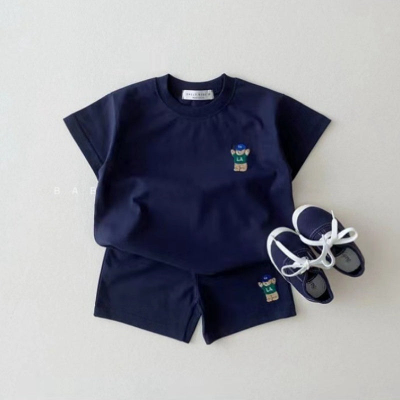 【BABY&KID】夏新作 ベア刺繍セットアップSK091203