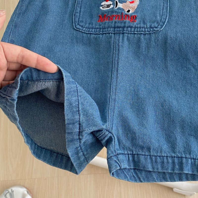 【BABY】夏新作 くま刺繍デニムサロペットSK092624