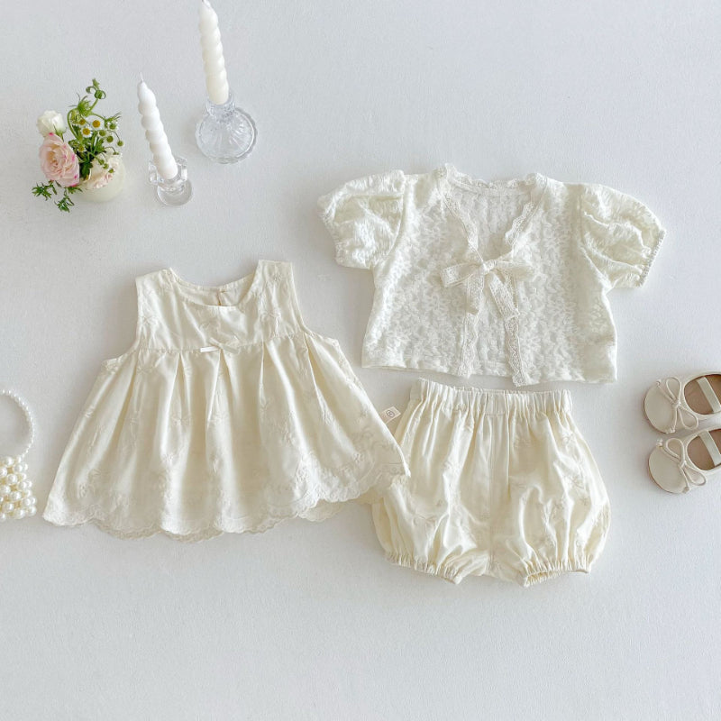 【BABY&KID】夏新作 クリーム可愛いカーディガン、セットアップSKO71203