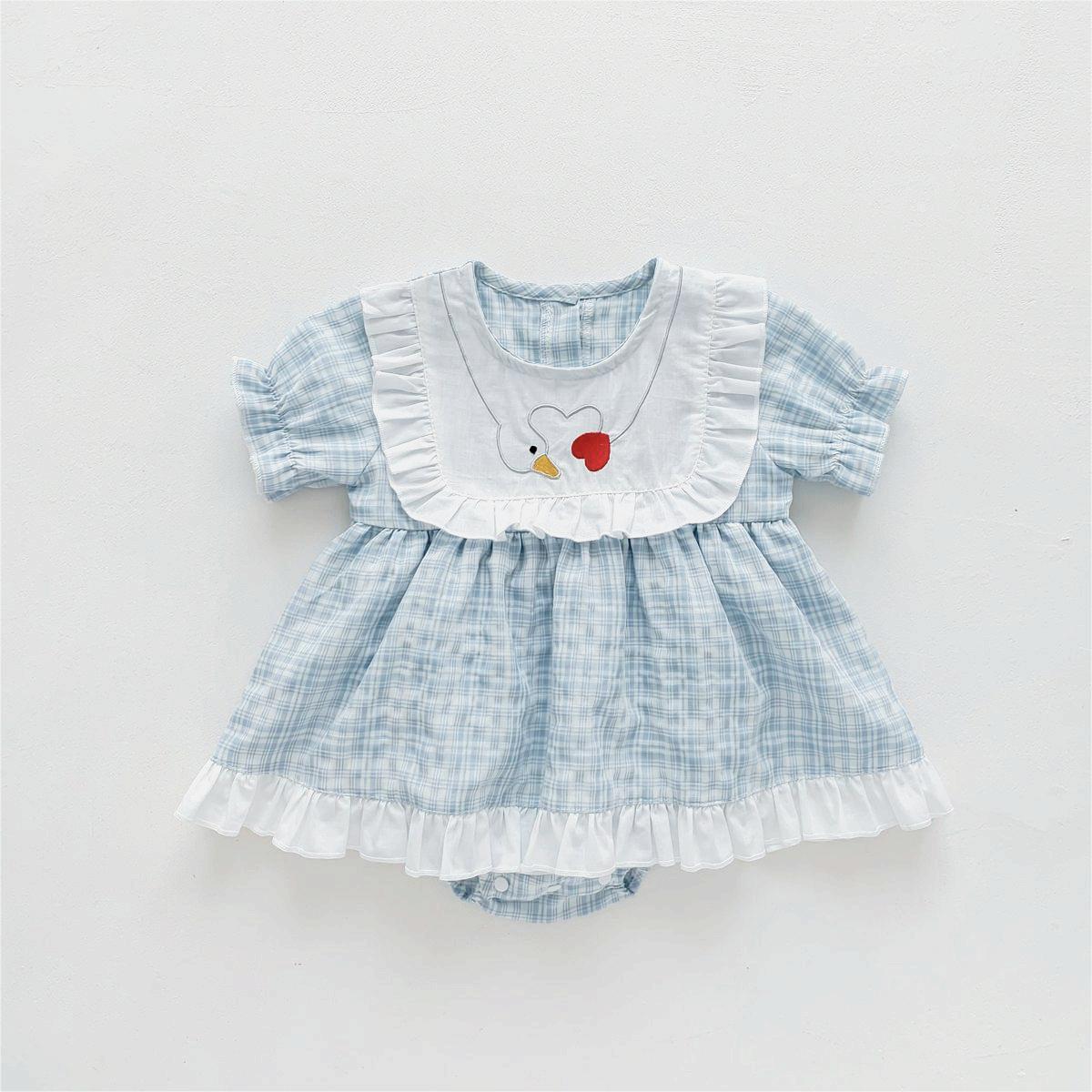 【BABY】夏新作 フリル付きハート柄ロンパースワンピースSK072603
