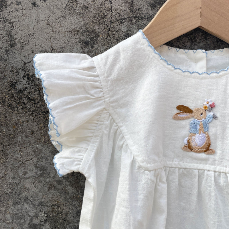 【BABY】夏新作 うさぎ刺繍ロンパースSK091705