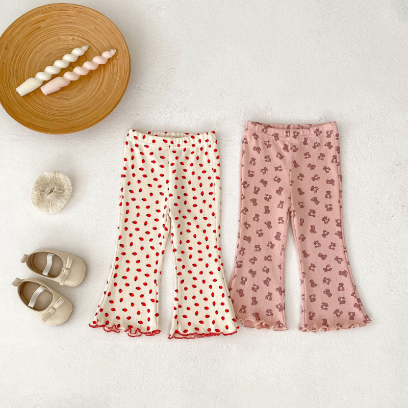 【BABY&KID】小花柄、くまベルボトムパンツSK100825