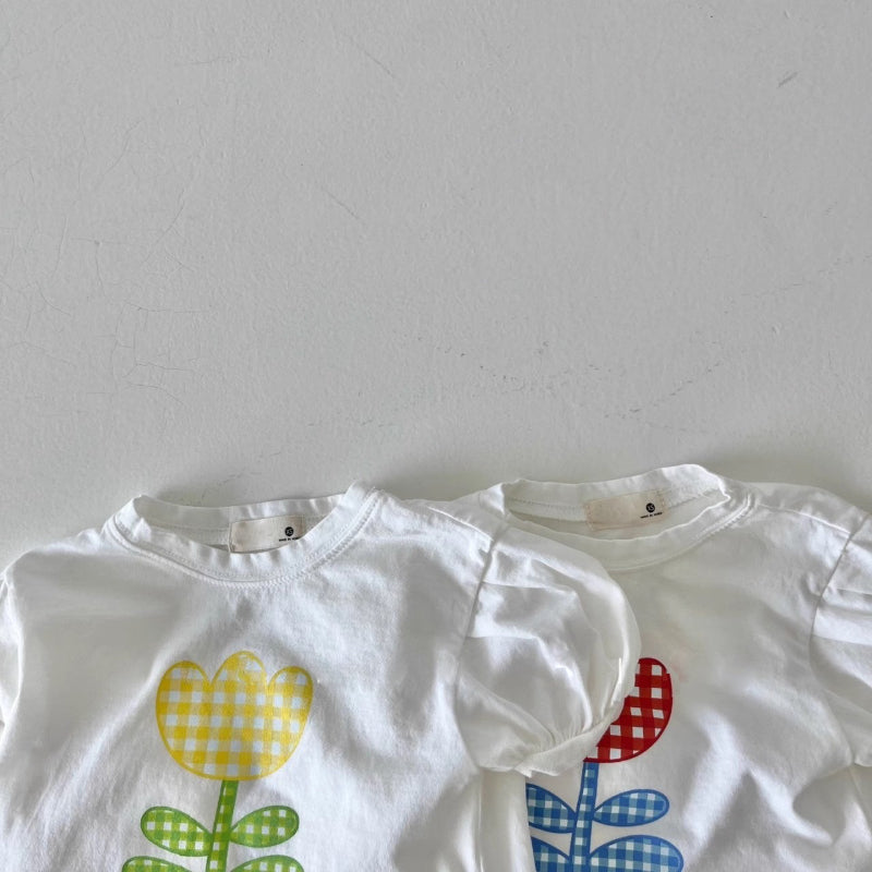 【BABY&KID】夏新作 プリントTシャツ&チェックフリルショートパンツSK082720