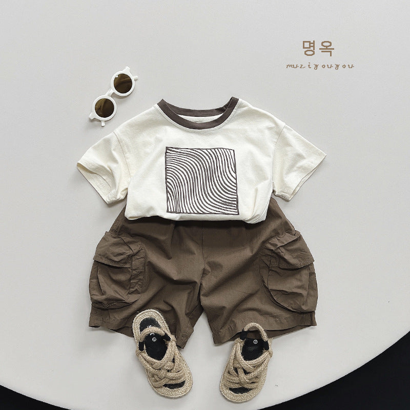 【BABY&KID】夏新作 コットンプリント半袖TシャツSK080808