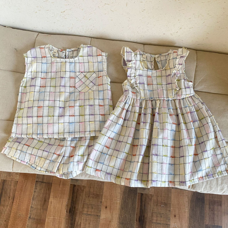 【BABY&KID】夏新作 チェック肩フリルワンピース、セットアップSK063017