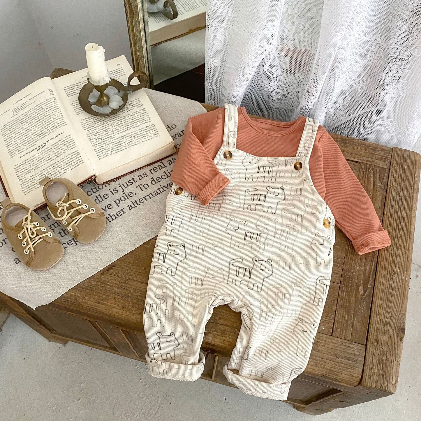 【BABY&KID】タイガー柄サロペット、無地トップスSK061011