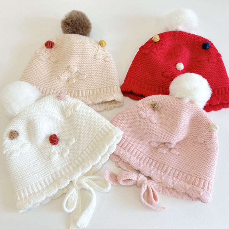 【HAT】波型ポンポンニット帽子SK101607