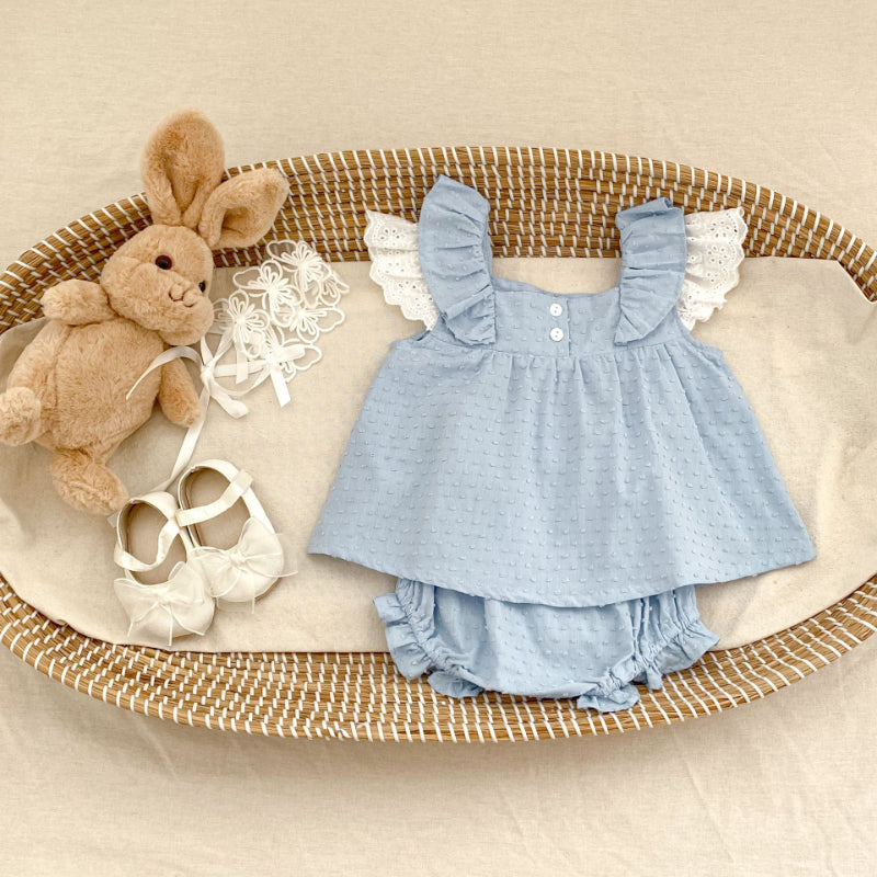 【BABY&KID】夏新作 レースフリル袖セットアップSK071923