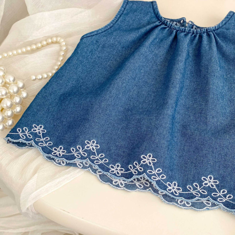 【BABY&KID】夏新作 ノースリーブデニムトップス&パンツSK071931