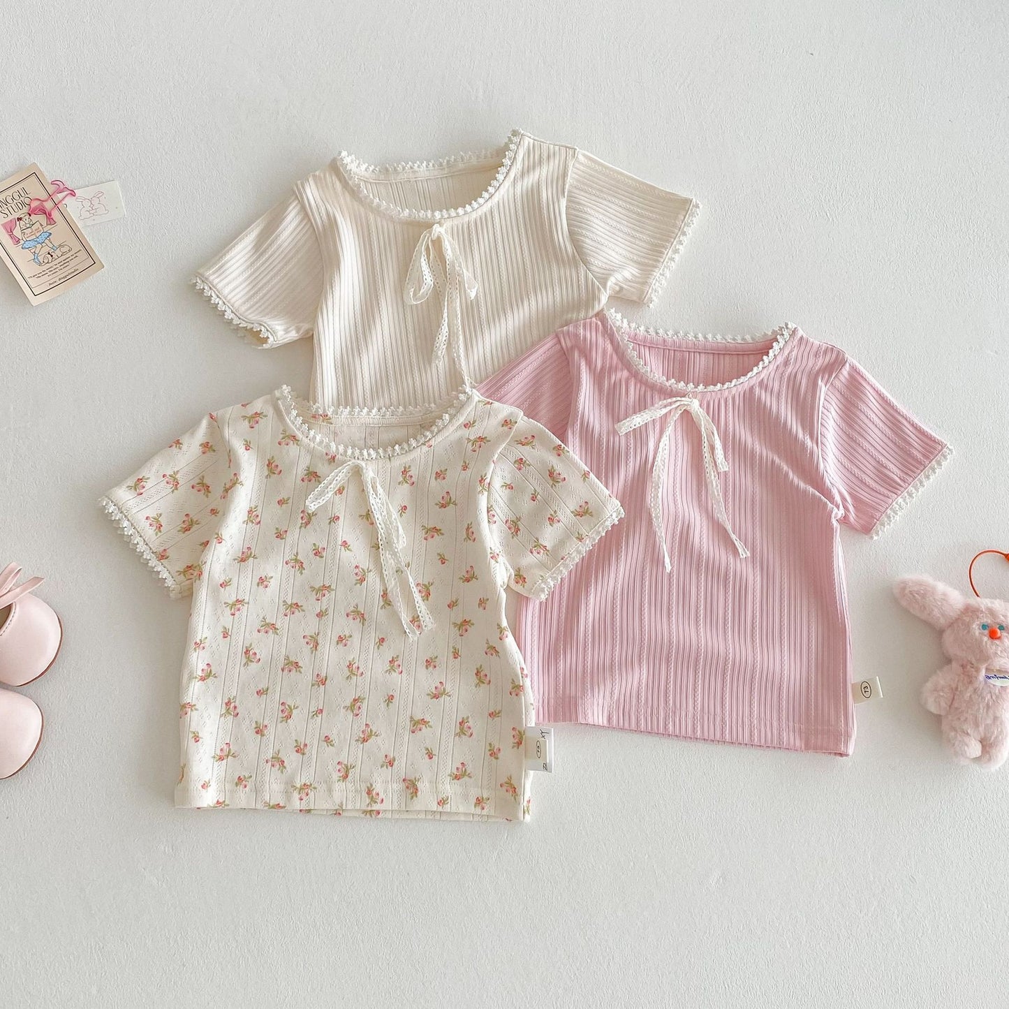 【BABY&KID】夏新作 無地&小花柄コットンTシャツSKO71210