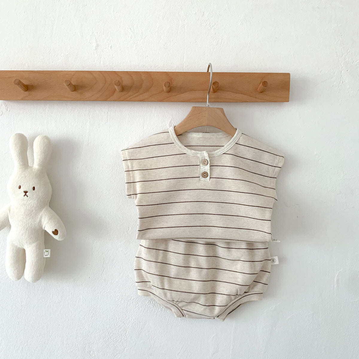 【BABY】夏新作 ボーダーワッフルセットアップSK062907